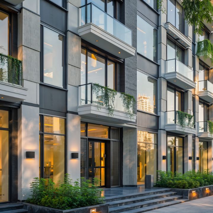 Clean residential building lobby